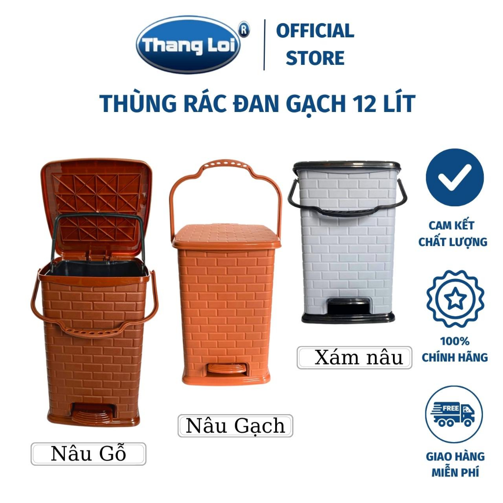 Thùng Rác 12 lít Chân đạp Nhựa Thắng Lợi