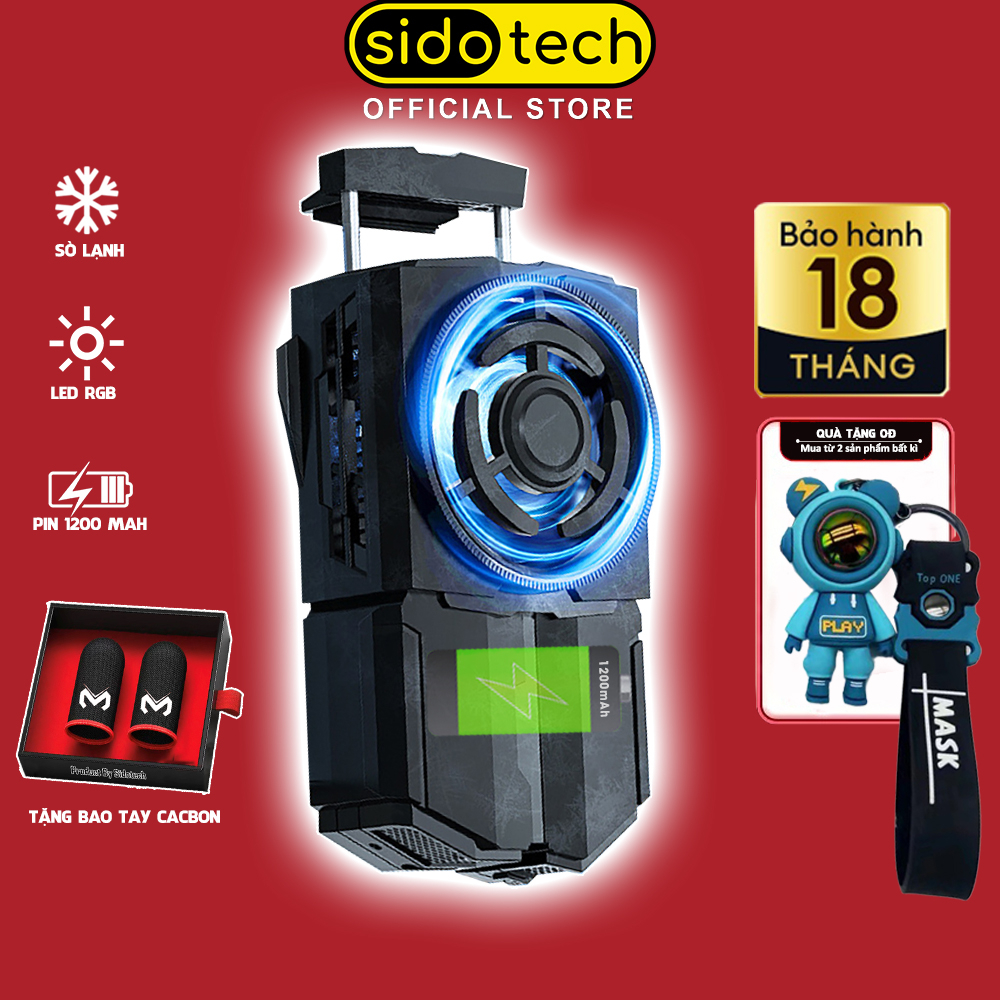 Quạt tản nhiệt điện thoại sò lạnh pin SIDOTECH DLA5 không dây led gaming pin 1200mAh tránh giật lag khi chơi game