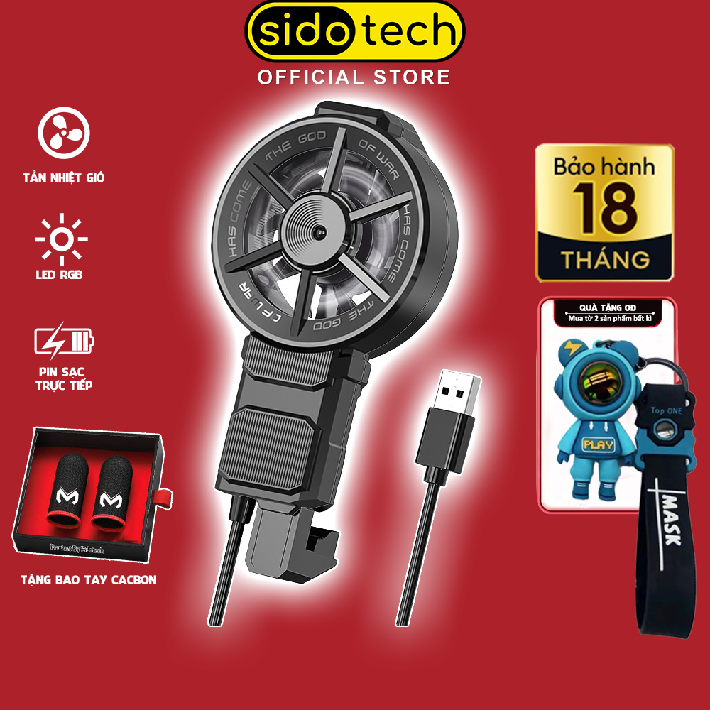 Quạt tản nhiệt điện thoại SIDOTECH FL06 phong cách gaming làm mát nhanh chơi game pubg free fire liên quân mobile