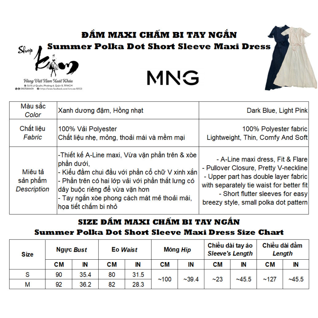 Đầm Maxi Chấm Bi Tay Ngắn MANGO