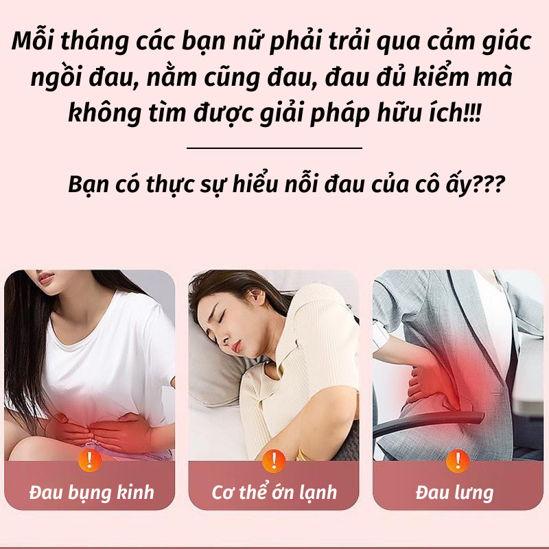 Máy Massage Bụng Kinh Naomi Có Đai Đeo Làm Ấm Chườm Nóng Giảm Đau Mỏi Lưng Hiệu Quả