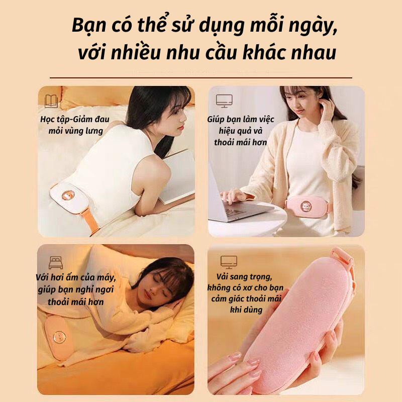 Máy Massage Bụng Kinh Naomi Có Đai Đeo Làm Ấm Chườm Nóng Giảm Đau Mỏi Lưng Hiệu Quả