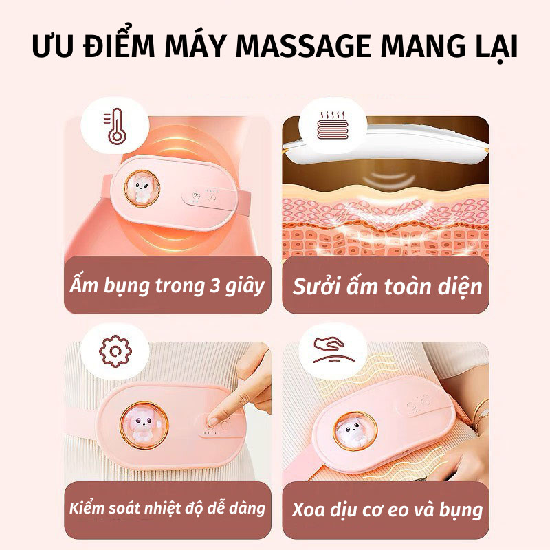 Máy Massage Bụng Kinh Naomi Có Đai Đeo Làm Ấm Chườm Nóng Giảm Đau Mỏi Lưng Hiệu Quả