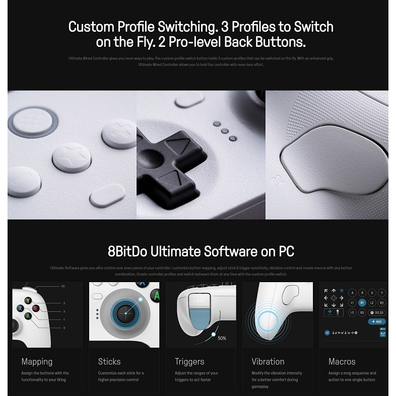 Tay có dây 8Bitdo Ultimate Wired Controller 82CA