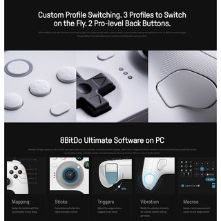Tay có dây 8Bitdo Ultimate Wired Controller 82CA (Đen/Trắng)