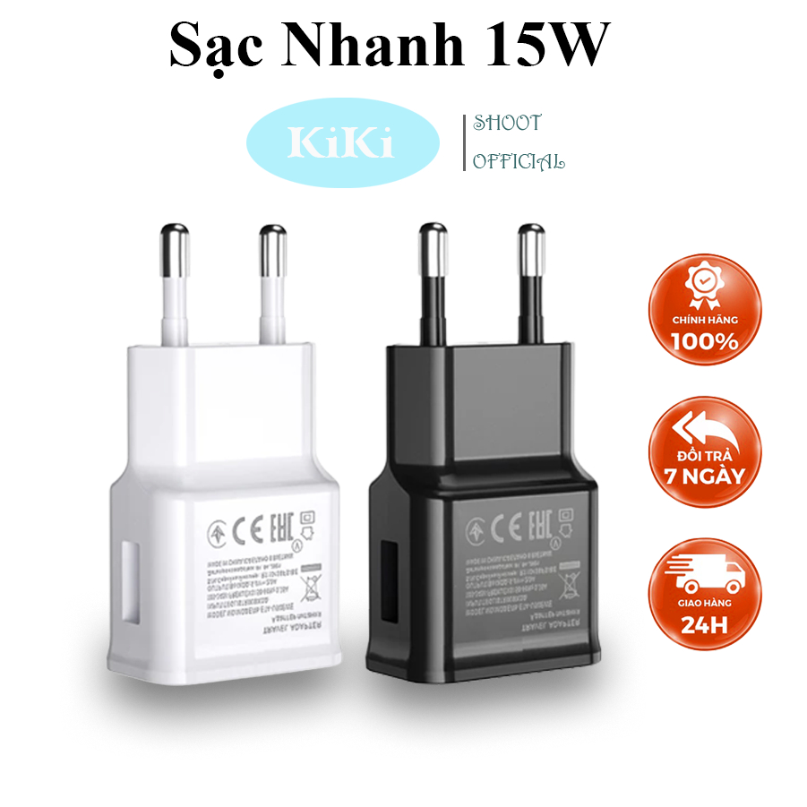 Bộ sạc nhanh 15W Chính hãng, củ sạc 2A cho các dòng điện thoại S8 S9 S10 Note 8 Note 9 A20 A50s A10s - KiKi Shoot