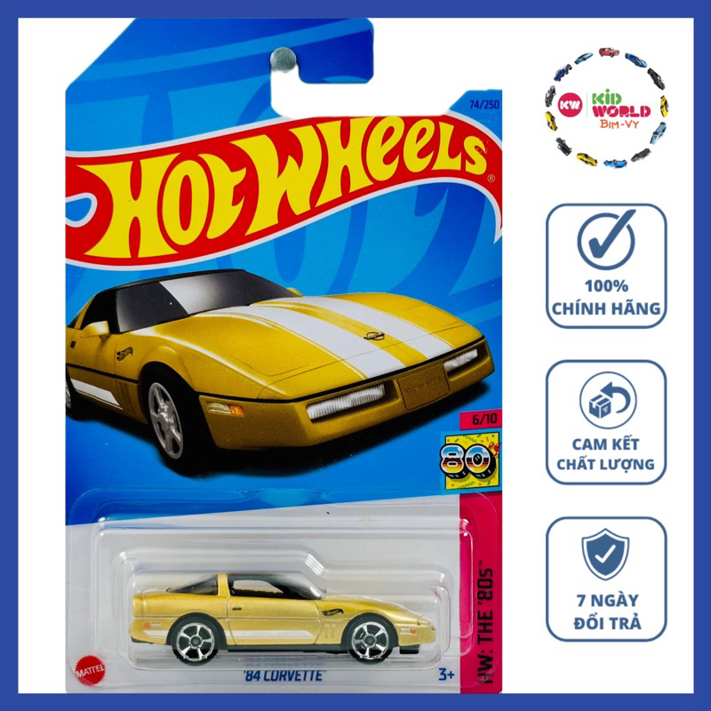 Xe mô hình Hot Wheels basic '84 Corvette HKG83.