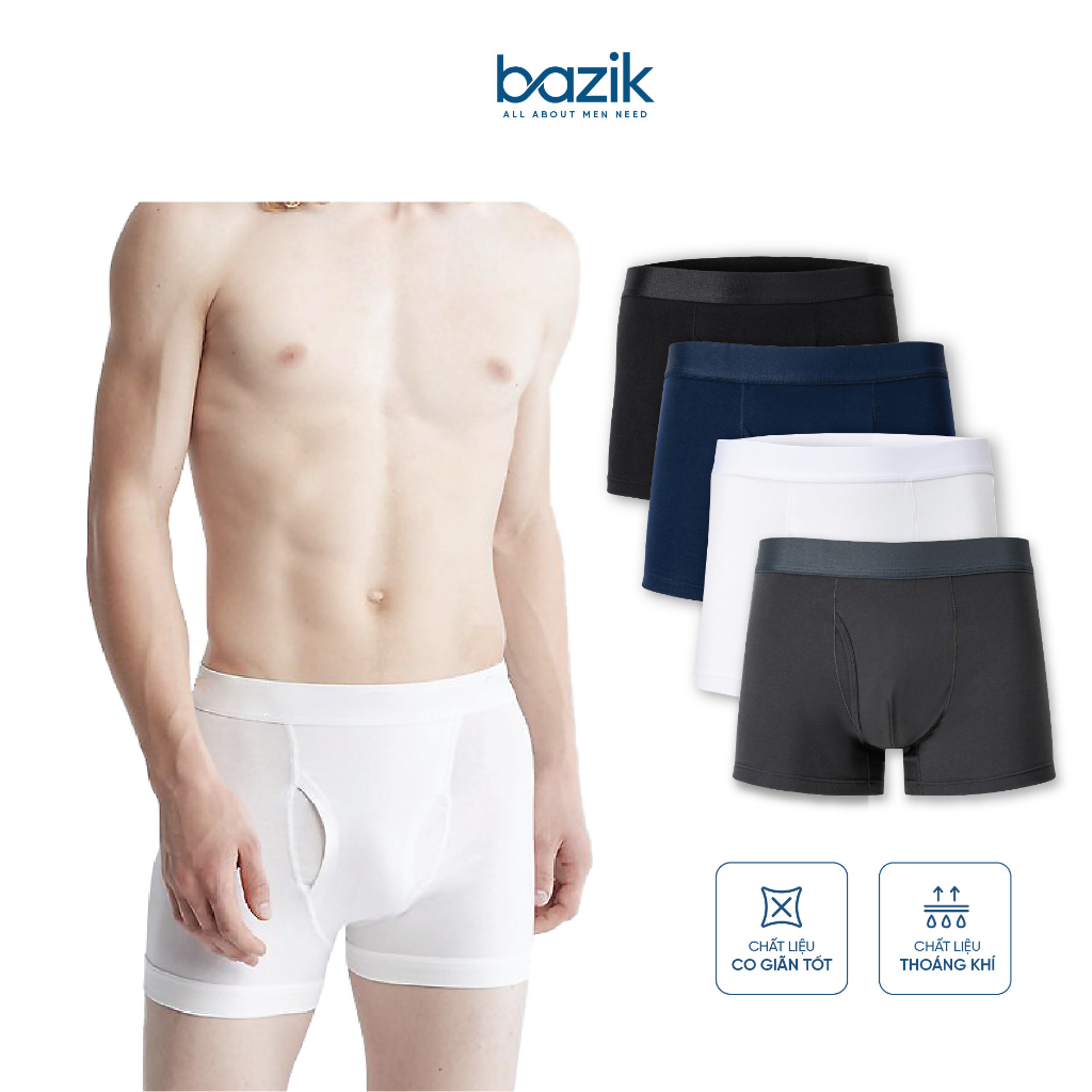 Combo 3 Quần Lót Sịp Nam BAZIK Cao Cấp COTTON STRETCH Kháng Khuẩn, Co Giãn Và Thoáng Khí Boxer