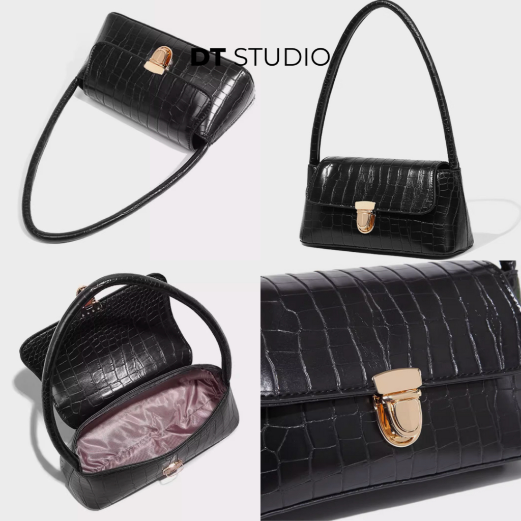 Túi xách nữ da vân cá sấu túi sát nách kiểu Pháp túi bánh mì đeo vai cầm tay túi nữ DTSTUDIO DT009