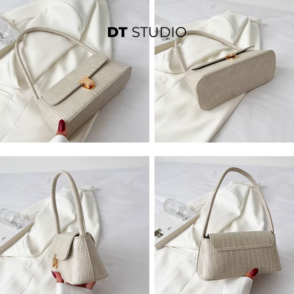 Túi xách nữ da vân cá sấu túi sát nách kiểu Pháp túi bánh mì đeo vai cầm tay túi nữ DTSTUDIO DT009
