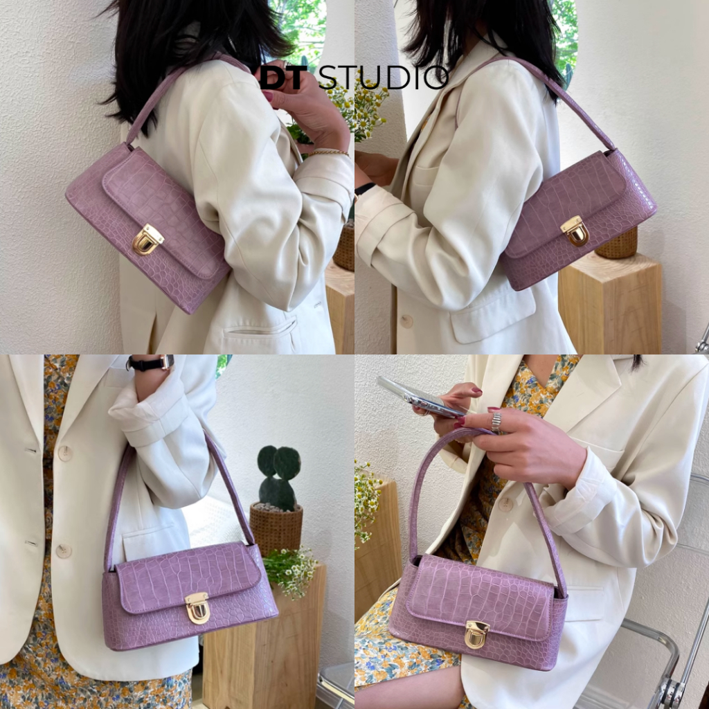 Túi xách nữ da vân cá sấu túi sát nách kiểu Pháp túi bánh mì đeo vai cầm tay túi nữ DTSTUDIO DT009