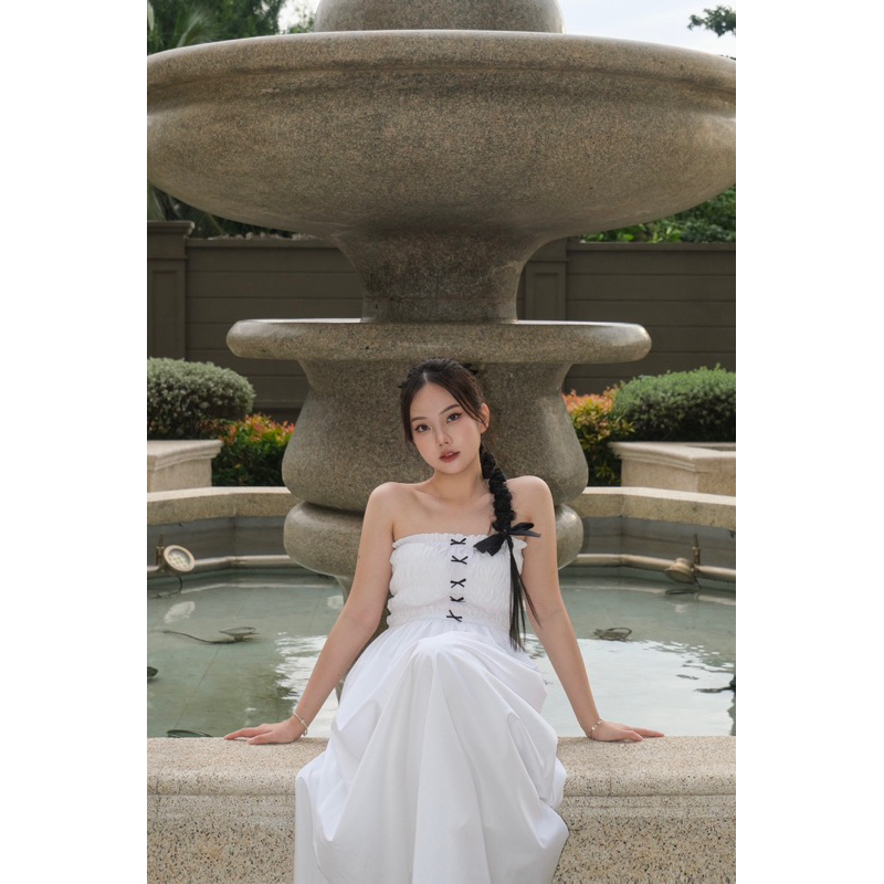 Đầm dáng dài đính nơ OHOH