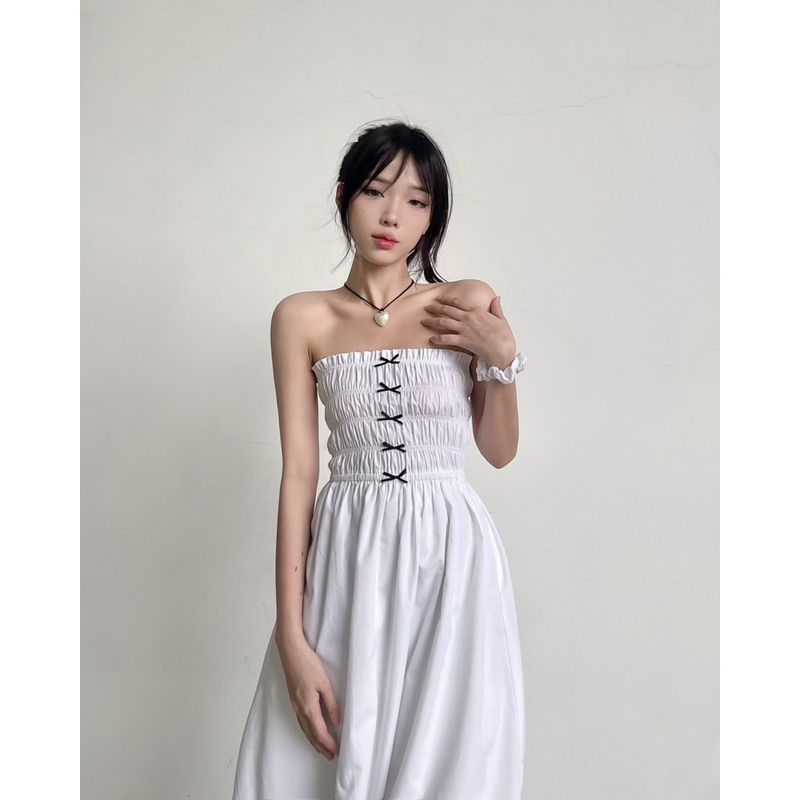 Đầm dáng dài đính nơ OHOH