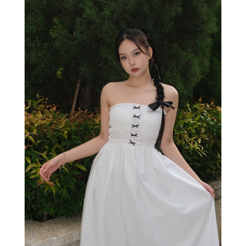 Đầm dáng dài đính nơ OHOH