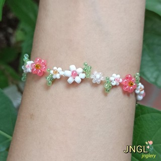 Vòng Tay Hạt Cườm Hình Hoa Màu Hồng Vòng Đeo Tay Màu Sắc Ngọt Ngào TK4100