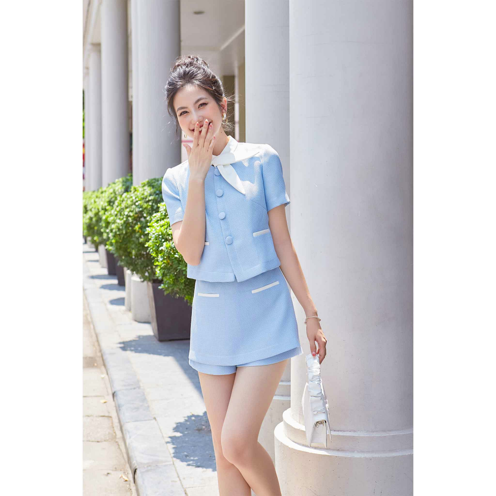 Áo croptop và quần đùi giả váy Aimee Set