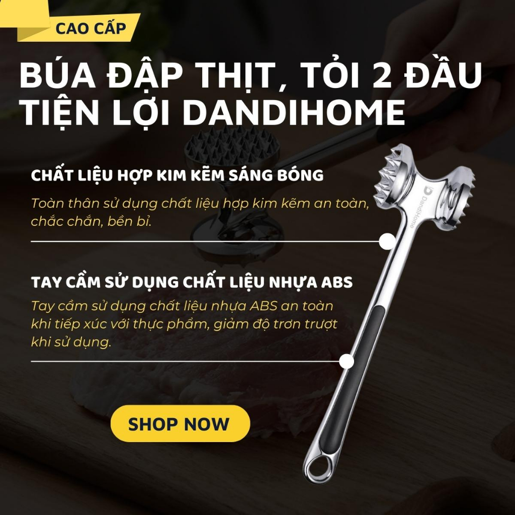 Búa đập thịt, tỏi, gừng, xả ... đa năng DandiHome có lỗ treo tiện lợi, cao cấp-Tiêu chuẩn châu Âu