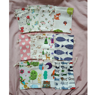 Set 10 Túi vải bố họa tiết hoa lá vintage cổ điển trang trí nhà cửa gói quà tặng đám cưới tiệc party