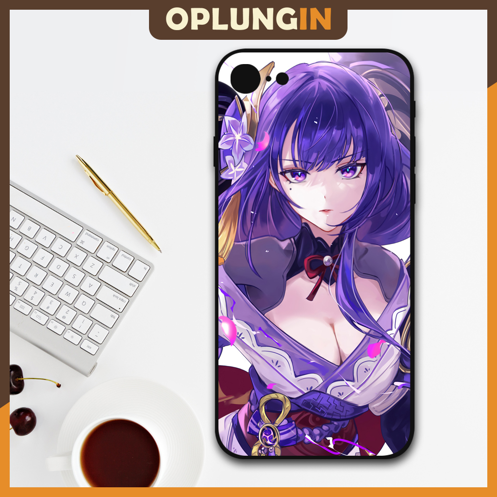 In ốp lưng theo yêu cầu Raiden Shogun Genshin Impact R12 ốp kính cường lực và nhựa dẻo nhám