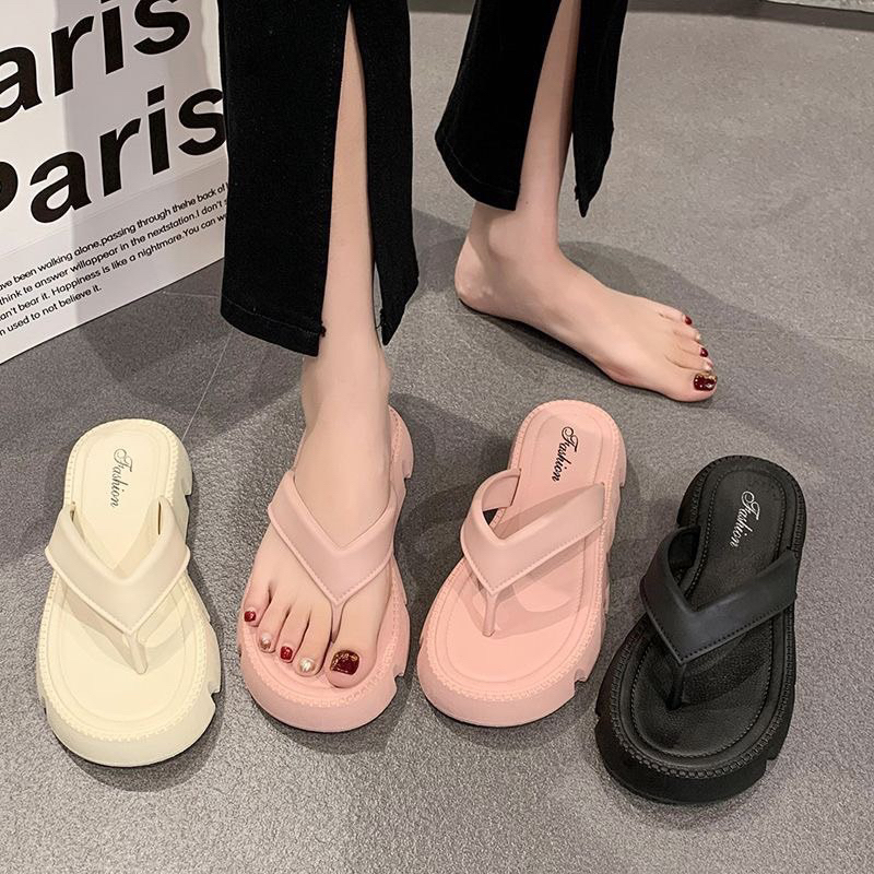 Dép Quai Xỏ ngón đế cao 5cm trơn