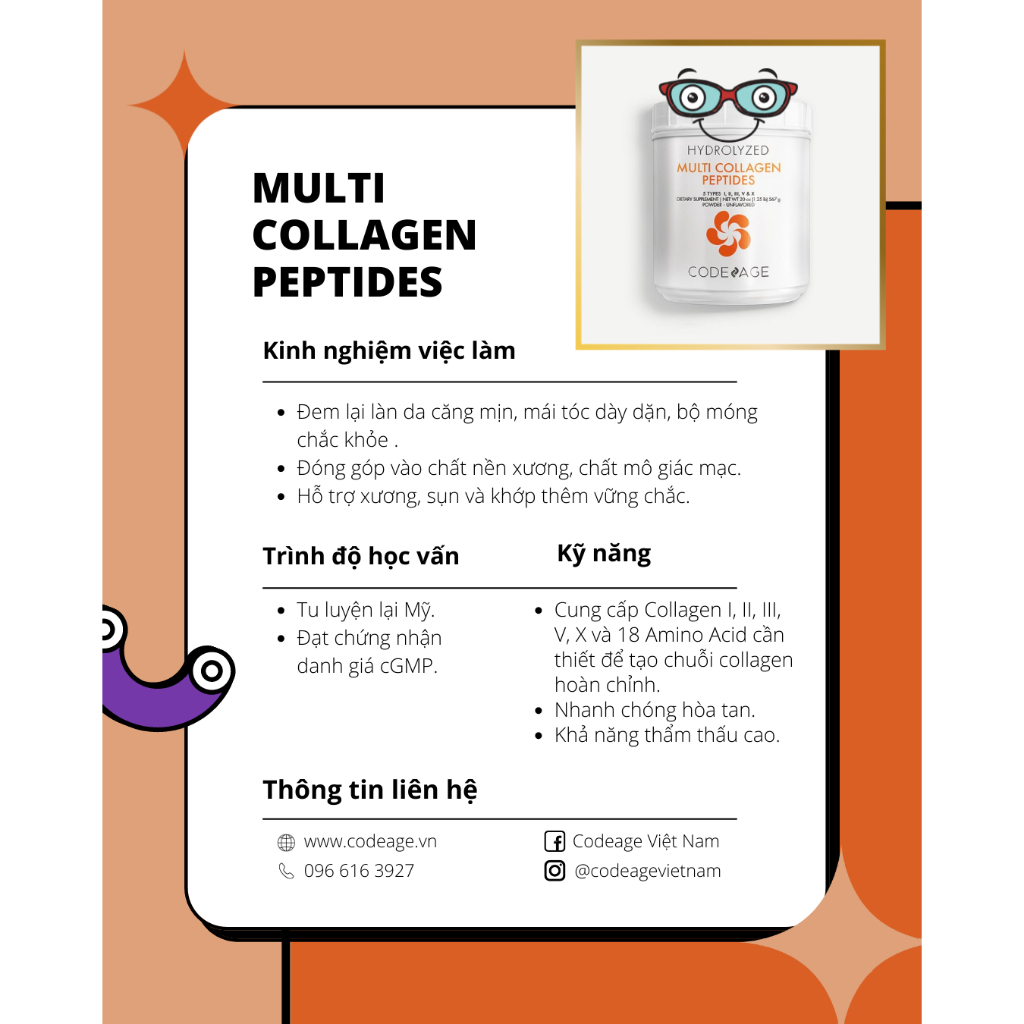 Bột Uống Bổ Sung Collagen Giúp Trẻ Hóa Da Hydrolyzed Multi Collagen Peptides Powder 567g