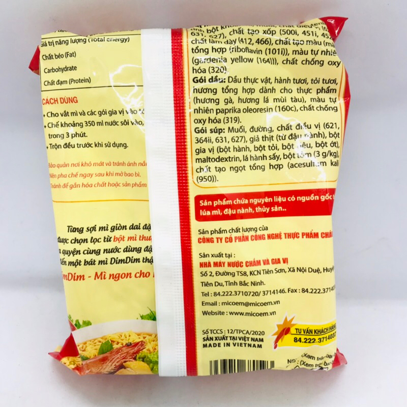 Lẻ 1 gói mì DIM DIM MiCOEM x 70g