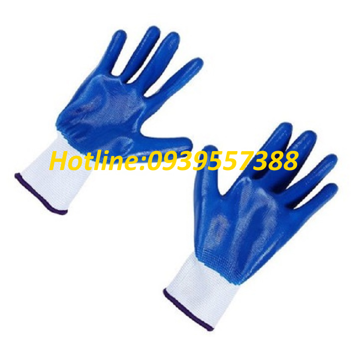 BÁN LẺ 1 đôi găng tay phủ sơn xanh bảo hộ lao động, găng tay bám chắc
