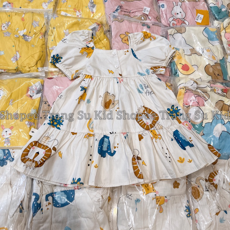 VÁY THÔ CỔ VUÔNG TAY BỒNG DÁNG BABYDOLL XINH XẮN CHO BÉ GÁI.