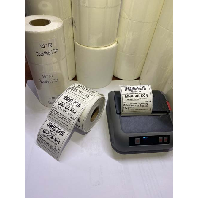 Giấy in tem nhiệt 50x50 mm  - Cuộn 25 MET ~ 500 tem