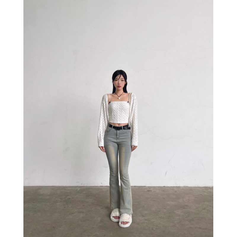 Set áo 2 dây + cardigan OHOH