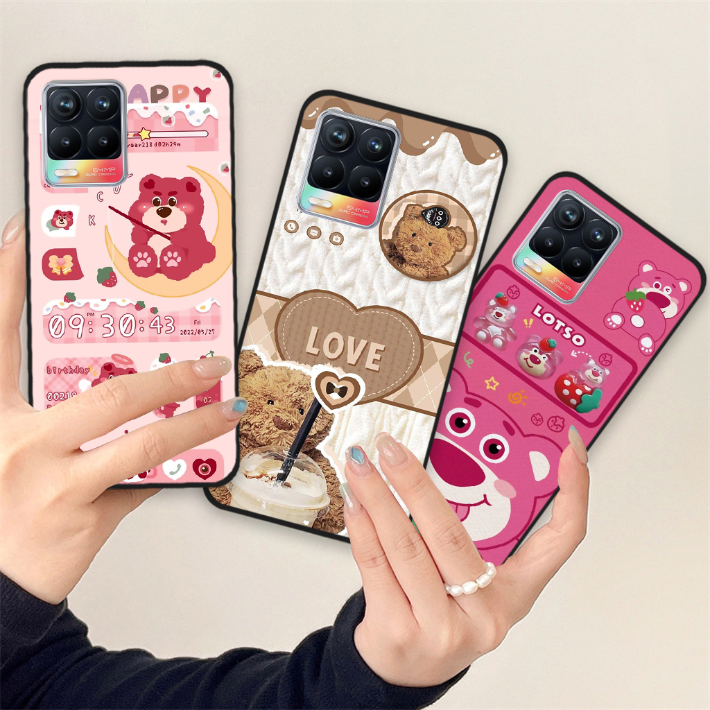 Ốp lưng Realme 8 / Realme 8 Pro in hình gấu dâu Lotso, gấu nâu dễ thương