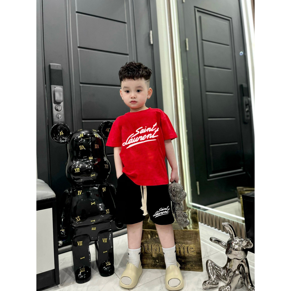 Bộ quần áo thun cho bé SL chữ, set áo phông quần short trẻ em unisex, TP Kids [M153]