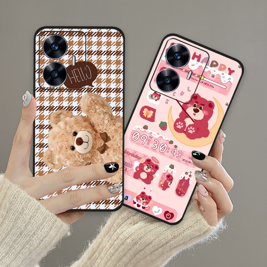 Ốp lưng Realme C55 in hình gấu dâu Lotso, gấu nâu dễ thương
