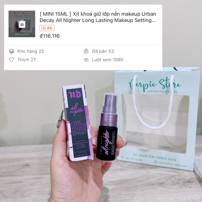 Xịt khoáng khoá / giữ lớp nền makeup 𝗨𝗿𝗯𝗮𝗻 𝗗𝗲𝗰𝗮𝘆 𝗔𝗹𝗹 𝗡𝗶𝗴𝗵𝘁𝗲𝗿 𝗠𝗮𝗸𝗲𝘂𝗽 𝗦𝗲𝘁𝘁𝗶𝗻𝗴 𝗦𝗽𝗿𝗮𝘆 có sẵn