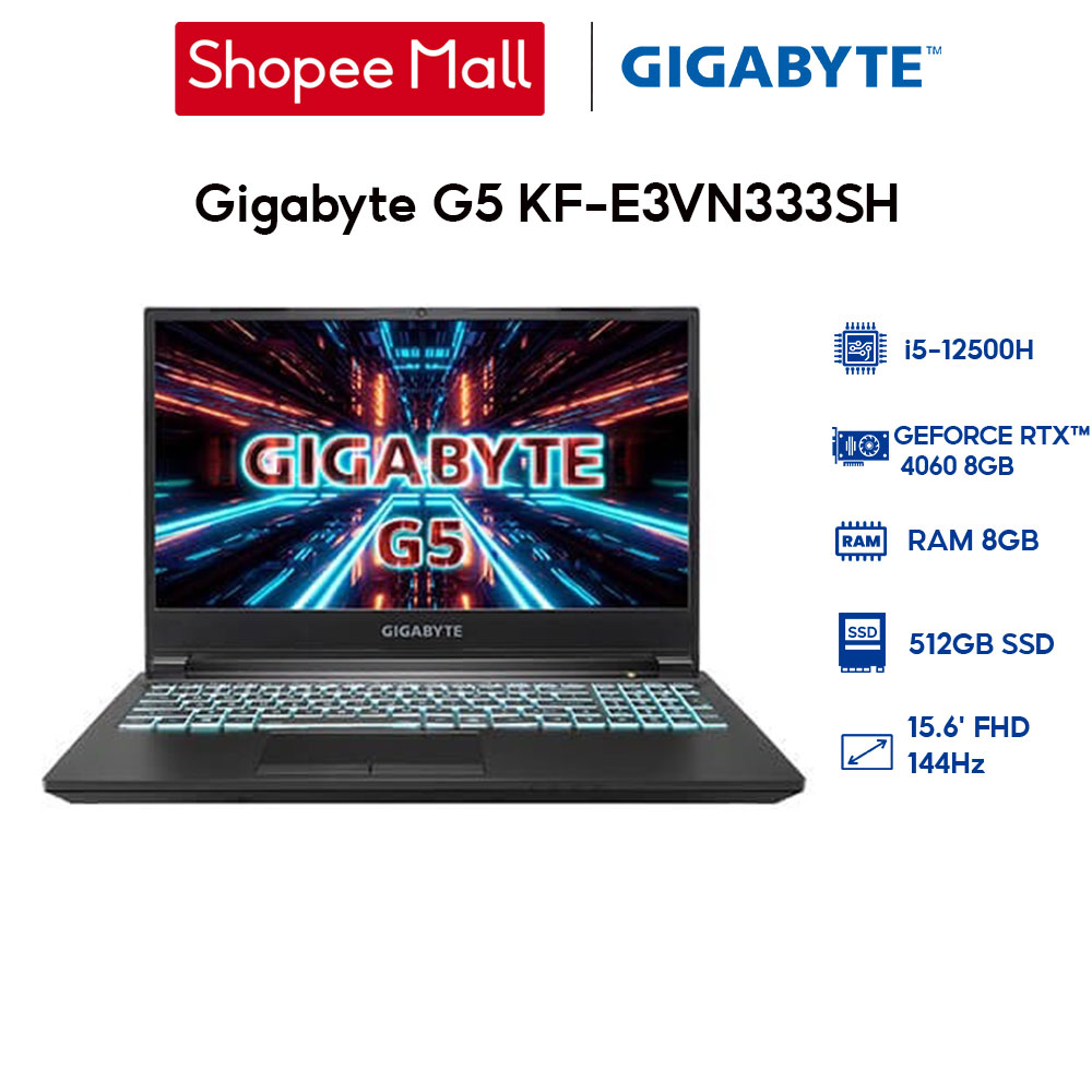 [Nhập ELGAME22 giảm 10%] Laptop Gigabyte G5 KF-E3VN333SH (i5-12500H | 8GB | 512GB | GeForce RTX™ 4060 8GB)