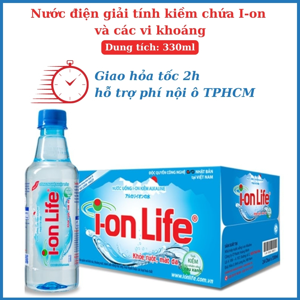 Nước uống I-on kiềm Life Alkaline 330ml thùng 24 chai công nghệ Nhật Bản chứa các vi khoáng chất tốt cho sức khỏe