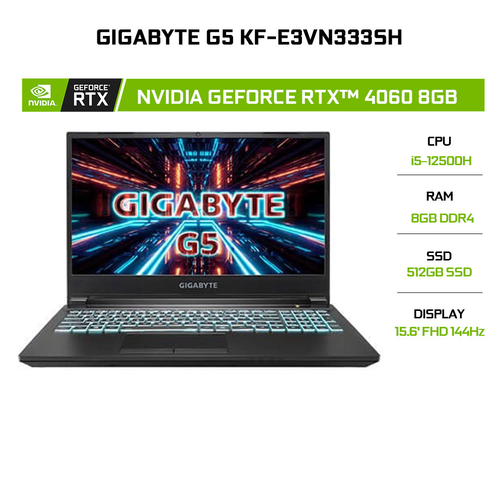 Laptop Gigabyte G5 KF-E3VN333SH (i5-12500H 8G 512G GeForce RTX™ 4060 8G)