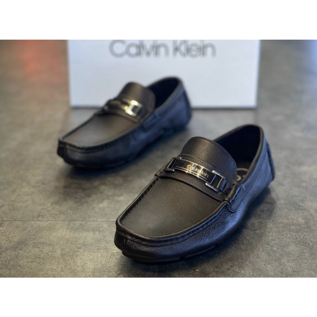 Giày mọi Nam chính hãng CK mocasines black - da bê mềm / size 39-44