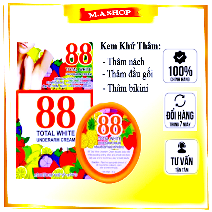 Kem 88 giảm thâm nách, khử thâm bikini dưỡng khuỷ tay chân Total White Underarm Cream Thái Lan (35g)