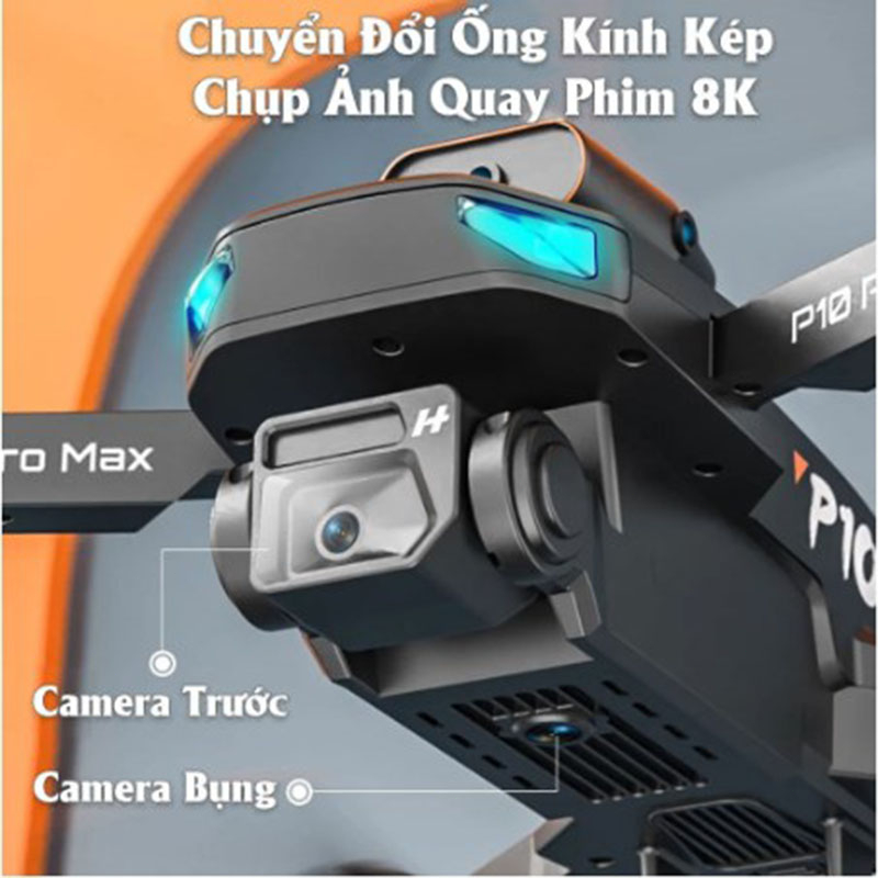Monqiqi Máy Bay Flycam Drone Camera 4k P10 Pro Max, Fly cam mini giá rẻ, Cảm Biến Va Chạm Tránh chướng ngại vật