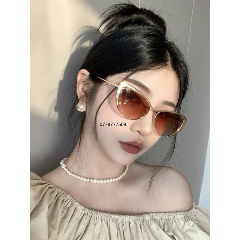 Kính Mắt Mèo Xếch Gọng Kim Loại Cá Tính Hip Hop Y2K Đáng Yêu