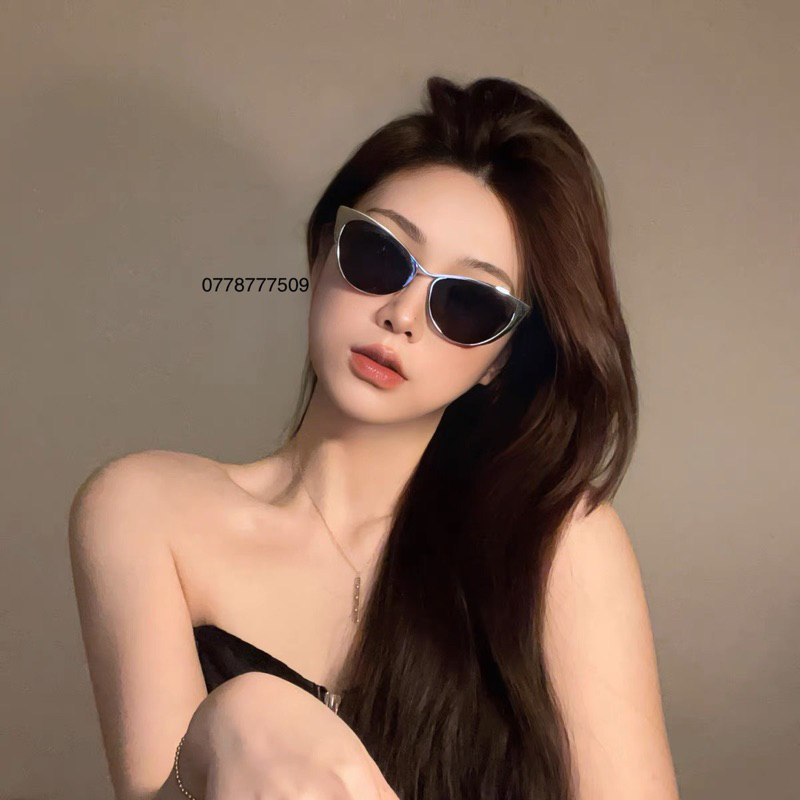 Kính Mắt Mèo Xếch Gọng Kim Loại Cá Tính Hip Hop Y2K Đáng Yêu