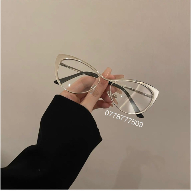 Kính Mắt Mèo Xếch Gọng Kim Loại Cá Tính Hip Hop Y2K Đáng Yêu