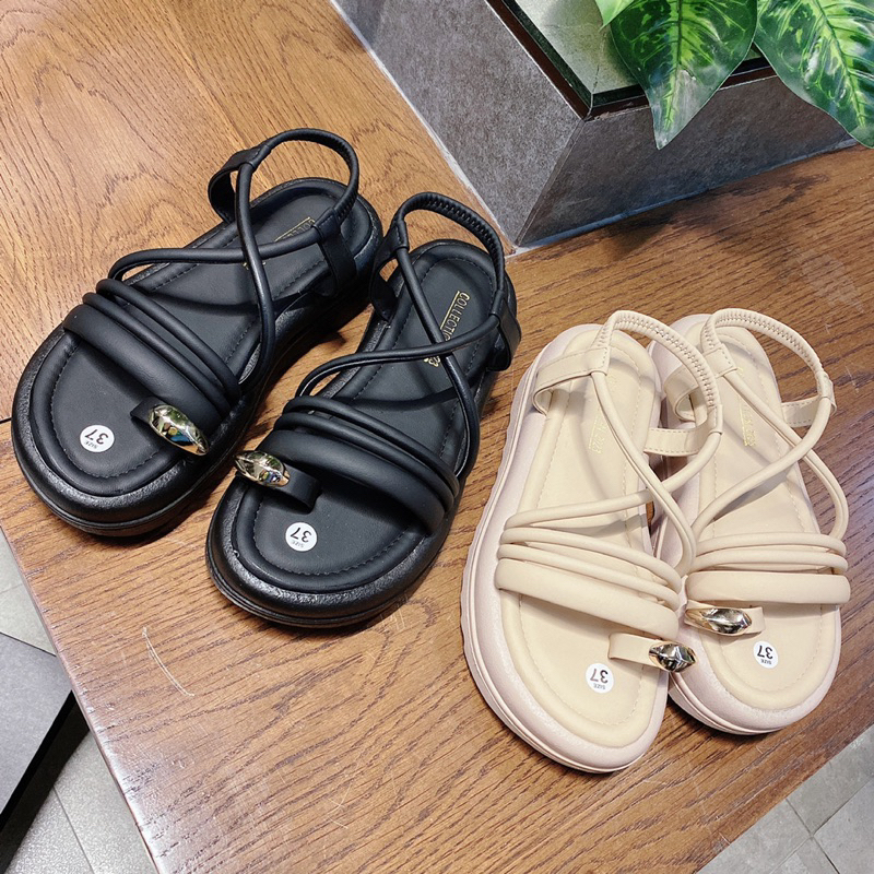 GIÀY SANDAL NỮ ĐẾ 3 PHÂN QUAI DÂY XỎ NGÓN CHẤT DA SI SÁP