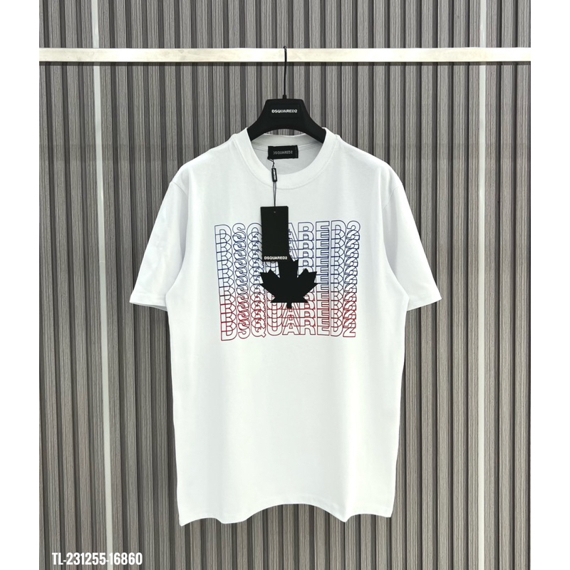 Áo Cộc Tay Nam Nữ In Chữ DSQ2 Nháy Xanh Đỏ Hình Lá Phong Đen Trắng - Áo Phông Boy Phố Đi Cháy Cực Hót Trend 2023