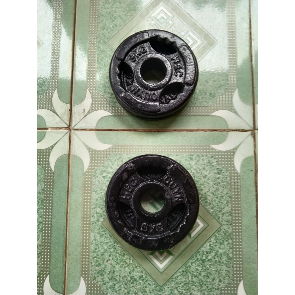2 viên tạ bánh gang đúc 3kg lỗ to (phi 50)