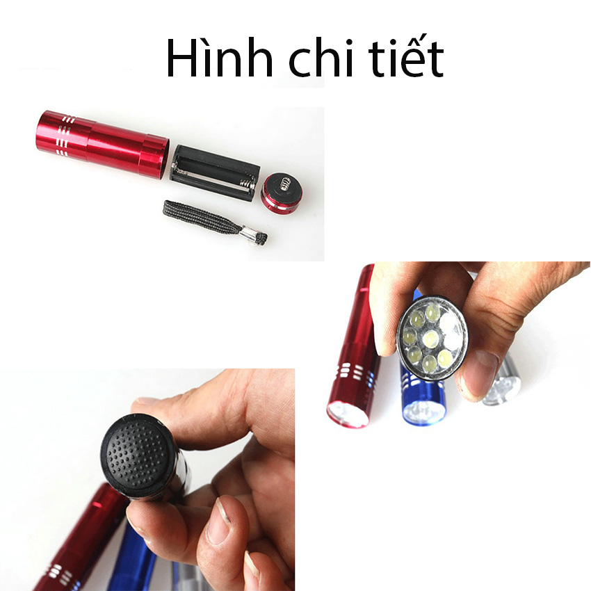 Đèn Mini Đèn Pin Mini Siêu Sáng  9 Led  DQ03 full hộp tặng kèm 3 pin_Highlight Store