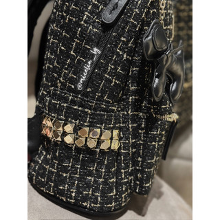 Balo Tweed Đen sẵn (TẶNG KÈM MÓC KHOÁ)