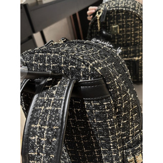 Balo Tweed Đen sẵn (TẶNG KÈM MÓC KHOÁ)