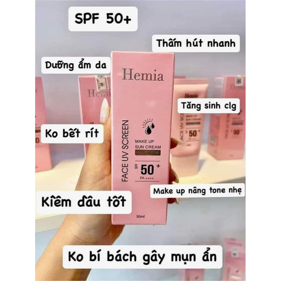 Kem chống nắng Hemia dưỡng trắng make up bảo vệ da chống lão hoá-da dầu, da mụn, da khô, da thường- Hàn quốc, sacdep_hcm